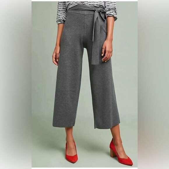 Michael Stars Belted Wide Leg Pants Gray Knit Size S - Picture 1 of 6